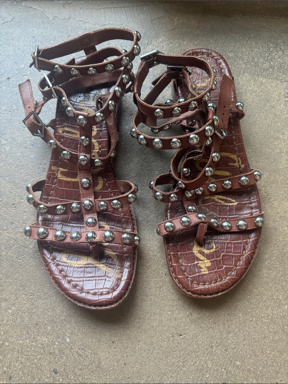 Sam Edelman Brown Studded Gladiator Sandals